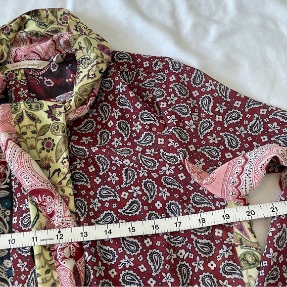 Soft Surroundings Small Langdon Patchwork Paisley Top Blouse Button Tie BOHO - Picture 5 of 8